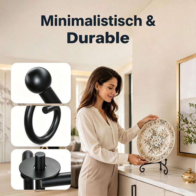 Black Metal Folding Plate Display Stand for Plates, Books and Cookbooks
