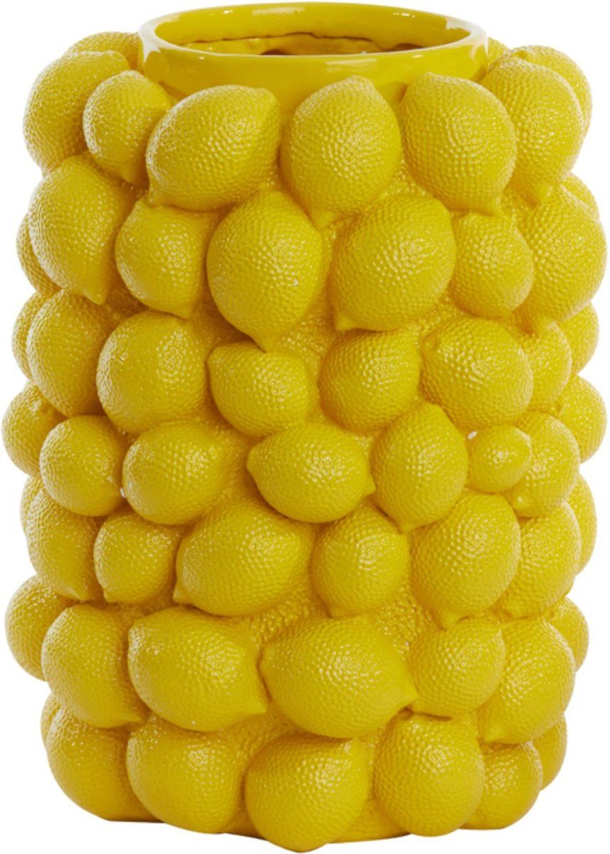 31 cm Yellow Lemon-Shaped Decorative Flower Vase, Botanical Home Decor