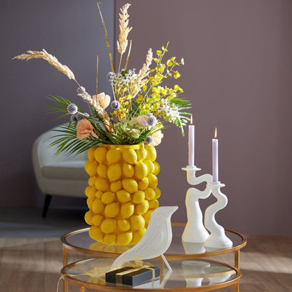 31 cm Yellow Lemon-Shaped Decorative Flower Vase, Botanical Home Decor