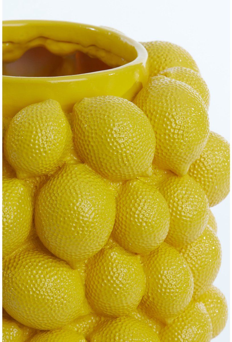 31 cm Yellow Lemon-Shaped Decorative Flower Vase, Botanical Home Decor
