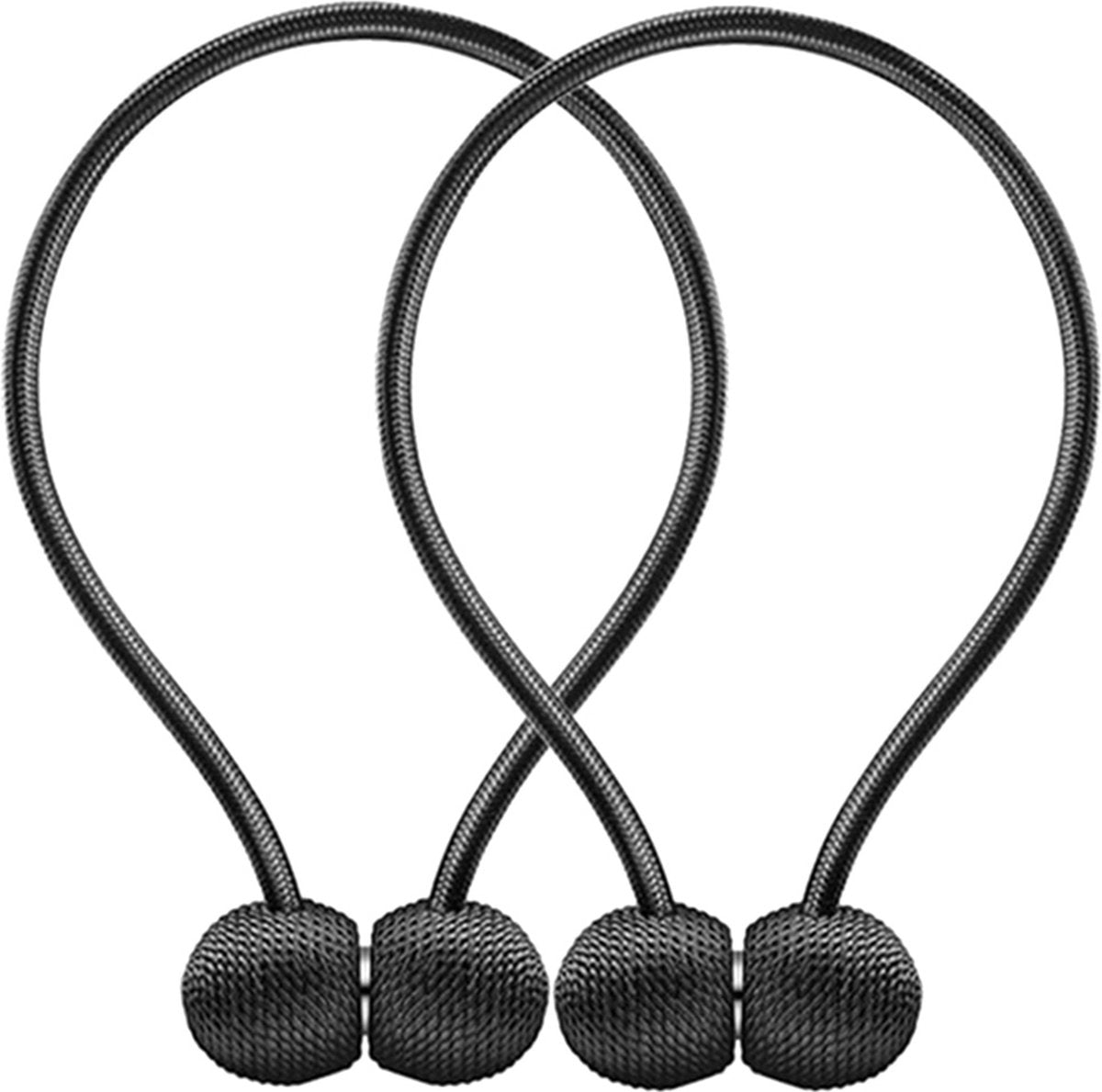 Set of 2 Magnetic Curtain Holders | Curtain Tieback | Curtain Holder | Magnetic Curtain Cord | Curtain Buckle | Universal | Black