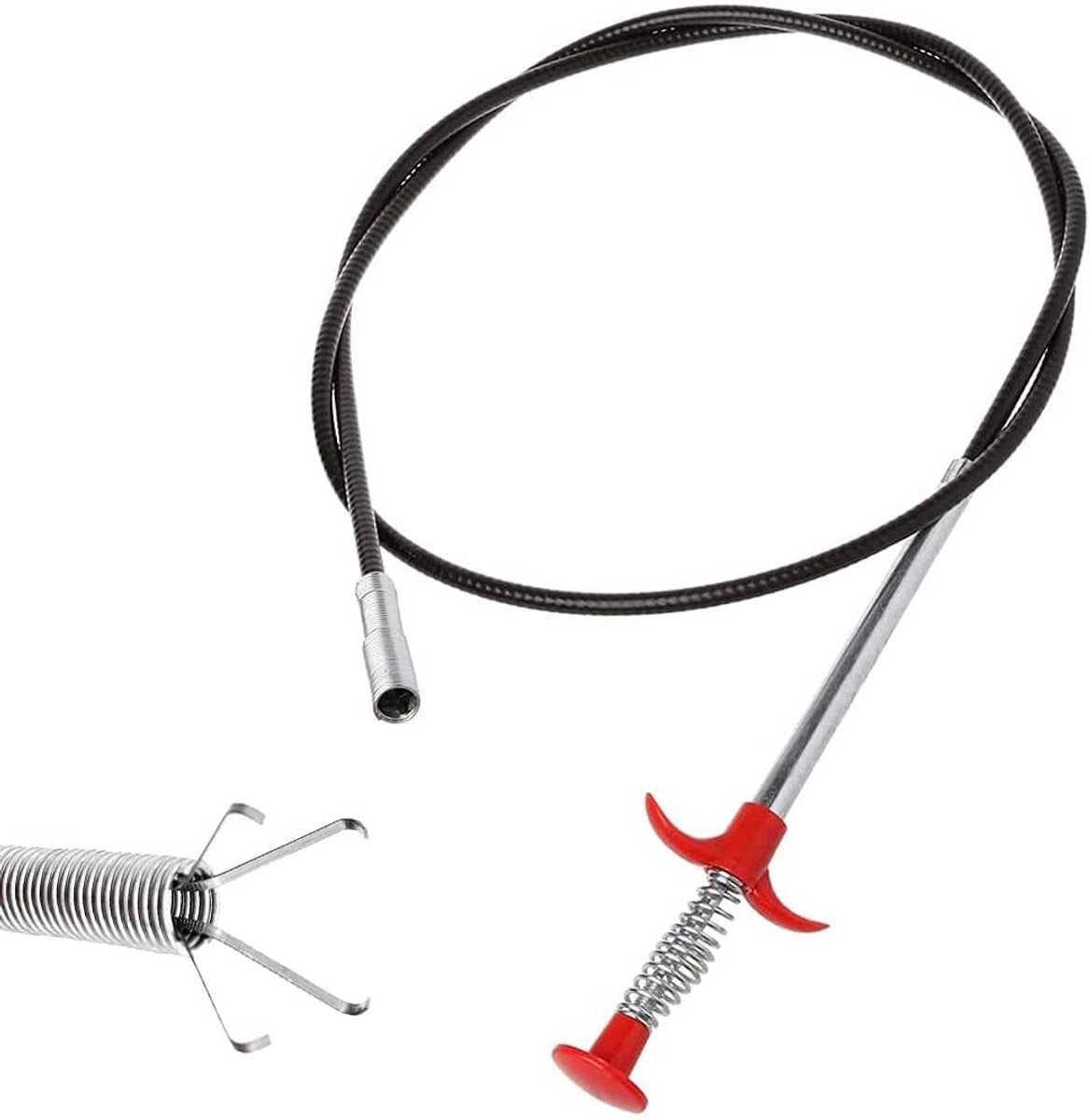 Sink plunger - Flexible drain cleaner - Gripper with 4 claws - For kitchen sink and bath - Retractable poles (160 cm)
