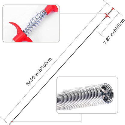 Sink plunger - Flexible drain cleaner - Gripper with 4 claws - For kitchen sink and bath - Retractable poles (160 cm)