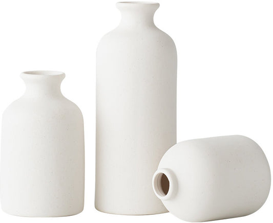 Ceramic vase set - Modern home decor vases - Suitable for bookshelves, living rooms, bedrooms, dining table decoration, gifts and small flower arrangements (3 pieces)