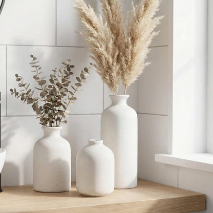 Ceramic vase set - Modern home decor vases - Suitable for bookshelves, living rooms, bedrooms, dining table decoration, gifts and small flower arrangements (3 pieces)