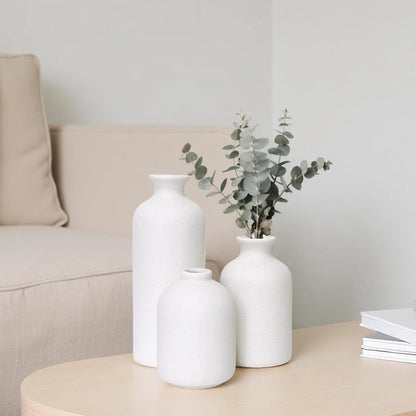 Ceramic vase set - Modern home decor vases - Suitable for bookshelves, living rooms, bedrooms, dining table decoration, gifts and small flower arrangements (3 pieces)
