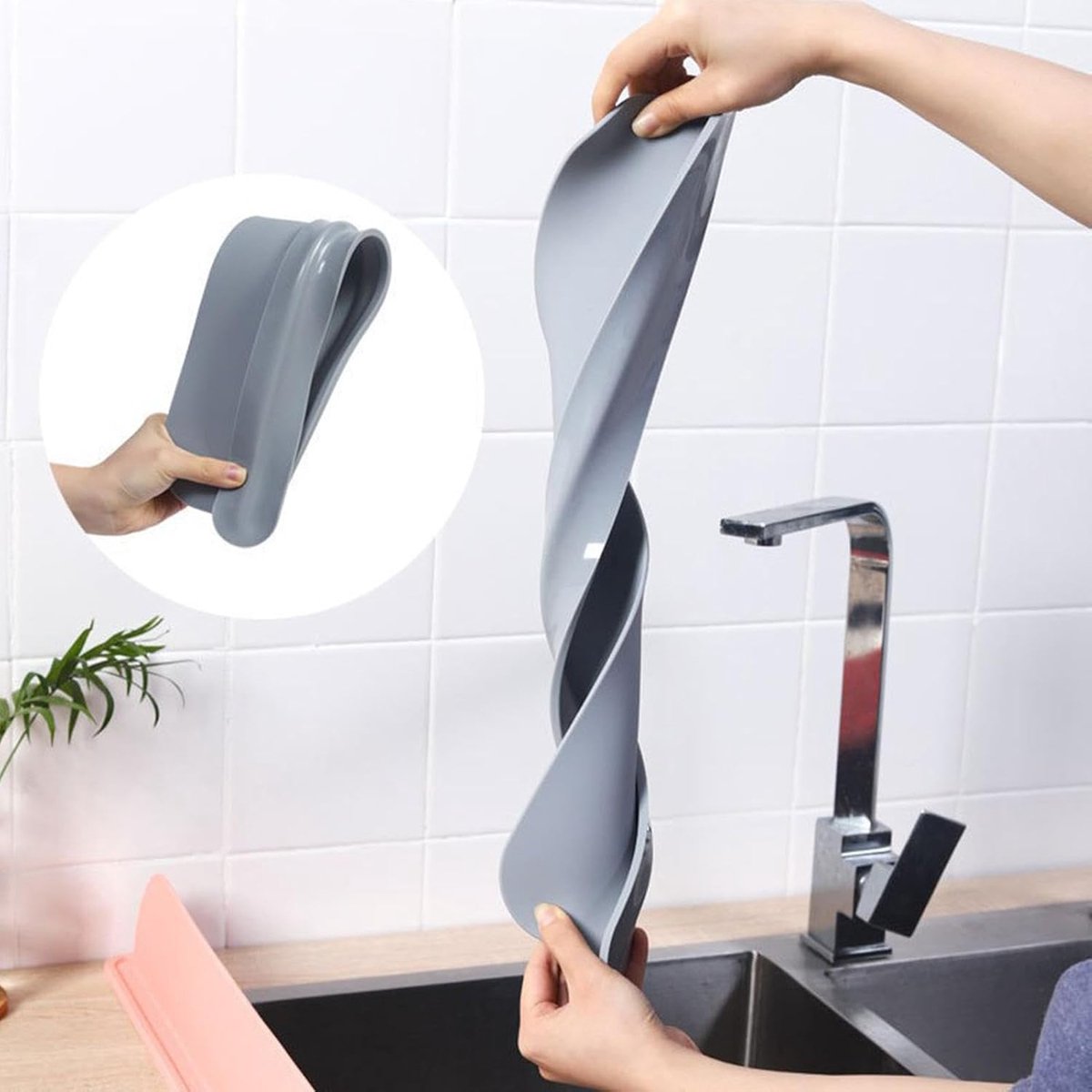 Sink Protection Mat - Countertop Accessories - Silicone Mat for Faucet - Sink - Drying Mat - Against Water - Kitchen Countertop Drying Mat - Kitchen Sink Splash Guard - For the Kitchen Faucet Basin - Reusable - Anti-Splash - Grey
