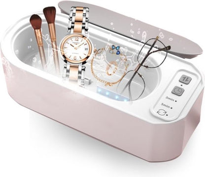 Ultrasonic Cleaner - 15 W - 360º - 50000 Hz - Cleaning Device for Glasses and Jewelry - USB Charging - For Cleaning Jewelry, Watches, Glasses, Rings, Necklaces, Razor Blades, Dentures, Tableware - White - 1 Piece