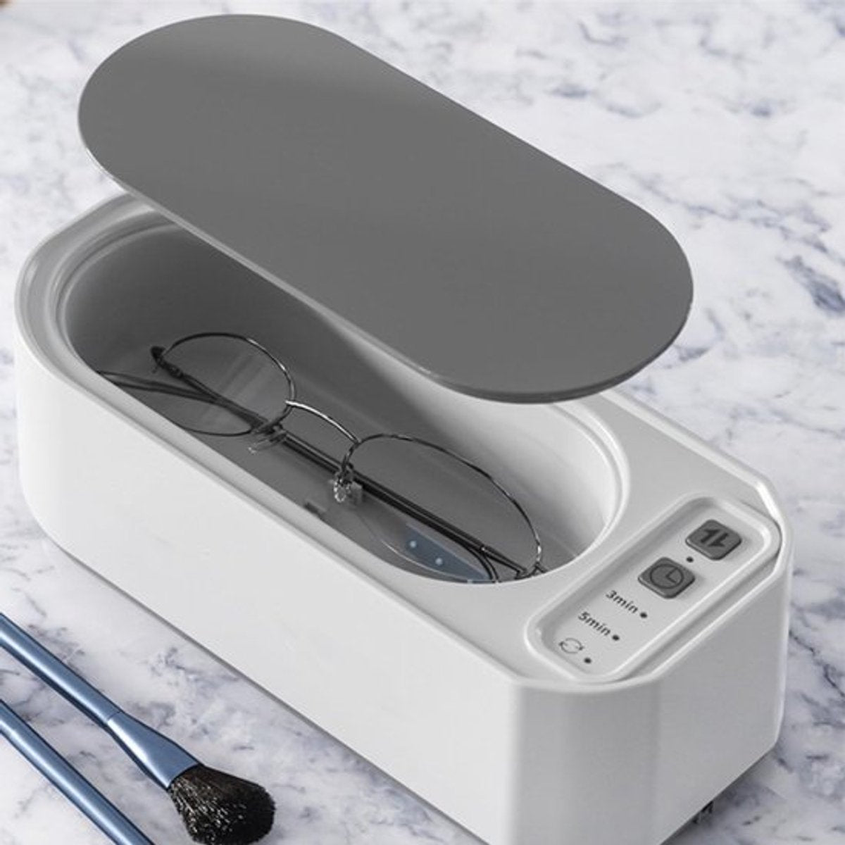 Ultrasonic Cleaner - 15 W - 360º - 50000 Hz - Cleaning Device for Glasses and Jewelry - USB Charging - For Cleaning Jewelry, Watches, Glasses, Rings, Necklaces, Razor Blades, Dentures, Tableware - White - 1 Piece