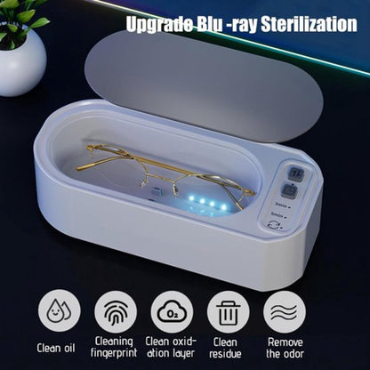 Ultrasonic Cleaner - 15 W - 360º - 50000 Hz - Cleaning Device for Glasses and Jewelry - USB Charging - For Cleaning Jewelry, Watches, Glasses, Rings, Necklaces, Razor Blades, Dentures, Tableware - White - 1 Piece