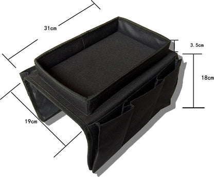 Sofa Tray with Organizer – Armrest Tray – Black