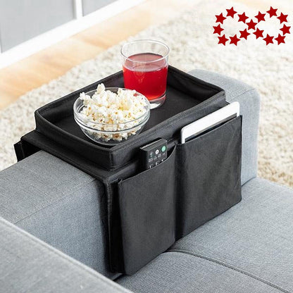 Sofa Tray with Organizer – Armrest Tray – Black