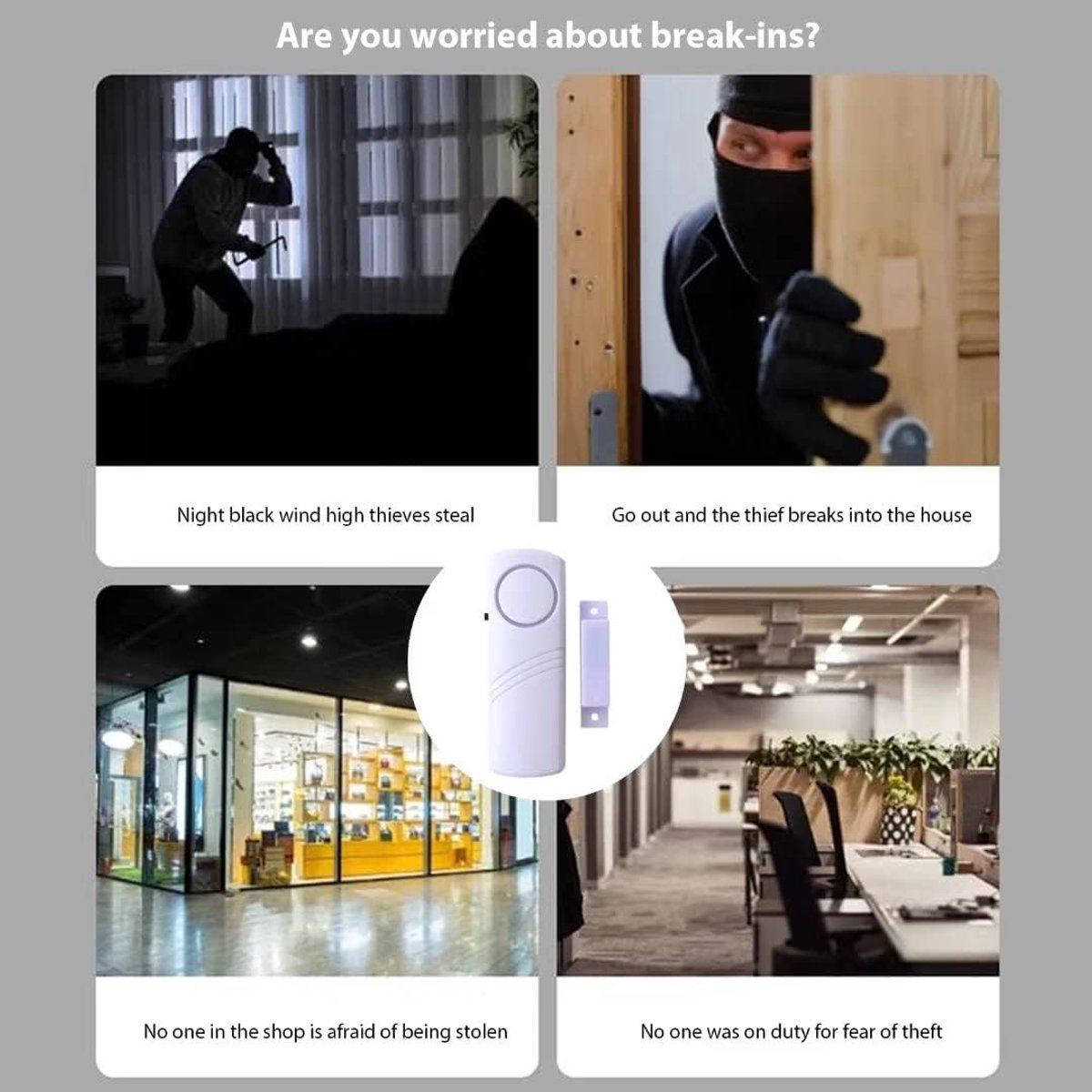 Alarm - 6-piece - Professional door/window alarm - Siren - Security Siren - Wireless anti-burglary alarm - Home burglary - Magnetically operated - Motion sensor - Window/door sensors - Practical - loud - 90dB - Safe and Rest assured