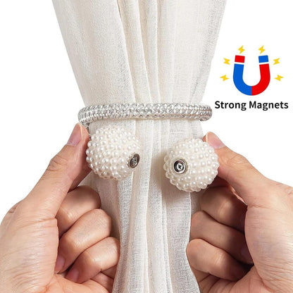 Curtain Tieback - Magnetic Curtain Cord - 4 Pieces - Super Strong Magnetism - Curtain Holder - Curtain Tie - Curtain Holder Clamps - Curtain Ties - Curtain Clamps - Curtain Clips - Accessories - Curtain Holder - Grey - No Drilling Required