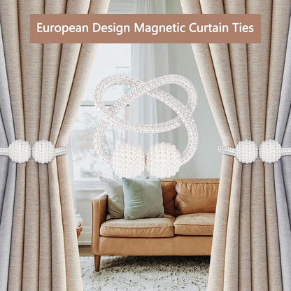 Curtain Tieback - Magnetic Curtain Cord - 4 Pieces - Super Strong Magnetism - Curtain Holder - Curtain Tie - Curtain Holder Clamps - Curtain Ties - Curtain Clamps - Curtain Clips - Accessories - Curtain Holder - Grey - No Drilling Required