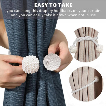 Curtain Tieback - Magnetic Curtain Cord - 4 Pieces - Super Strong Magnetism - Curtain Holder - Curtain Tie - Curtain Holder Clamps - Curtain Ties - Curtain Clamps - Curtain Clips - Accessories - Curtain Holder - Grey - No Drilling Required
