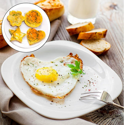 Egg ring - 4-piece - Heart-shaped egg ring - Practical egg rings - Cooking ring - Pancake maker - heart star flower and round egg cooker ring - Baking accessory - kitchen tool - for frying eggs - Stainless steel