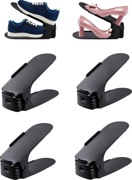 Shoe Storage System - 4 Pieces - Shoe Storage - Shoe Rack - Shoe Cabinet - Shoe Organizer - Storage System - Adjustable - Shoe Rack Shoe Cabinet - Black