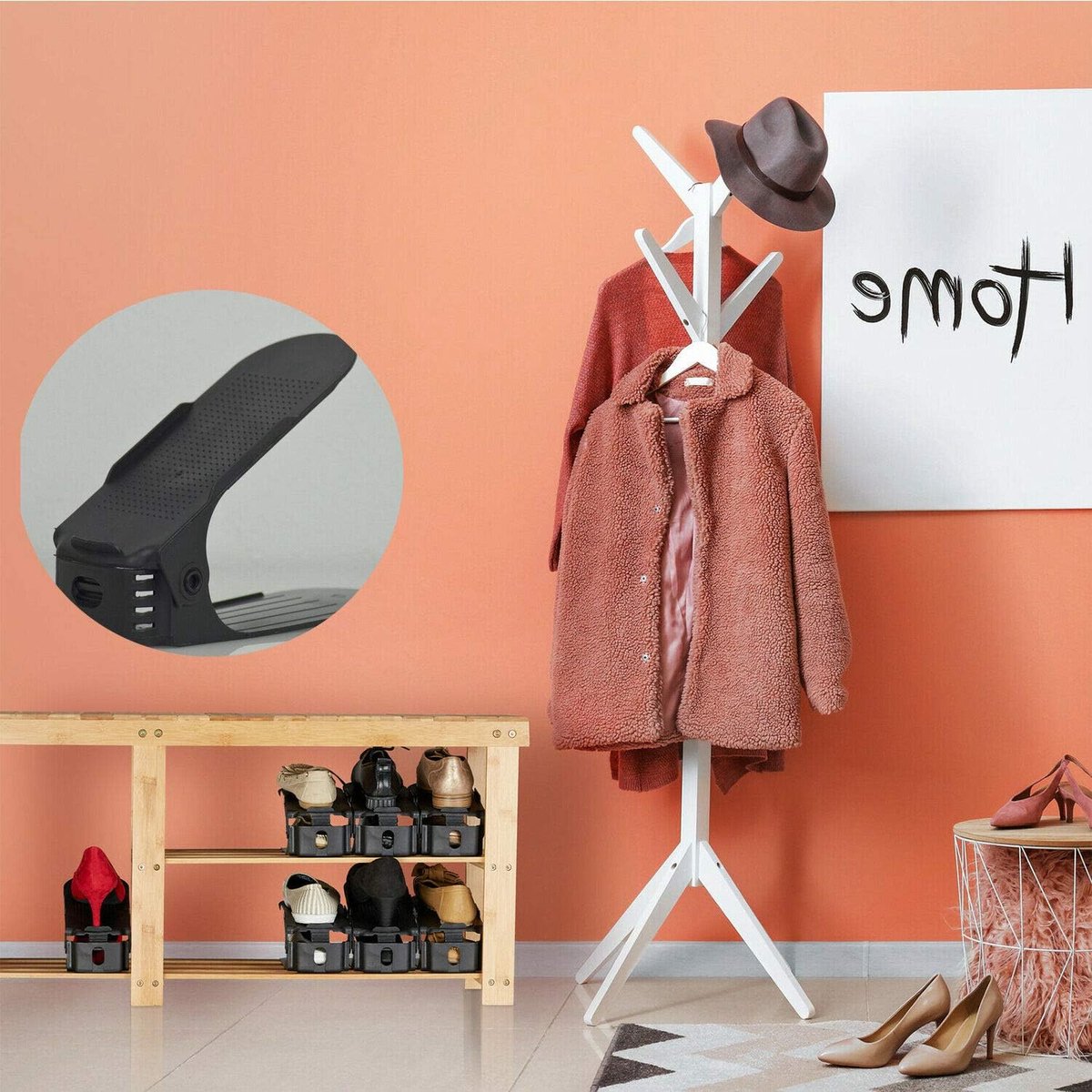 Shoe Storage System - 4 Pieces - Shoe Storage - Shoe Rack - Shoe Cabinet - Shoe Organizer - Storage System - Adjustable - Shoe Rack Shoe Cabinet - Black