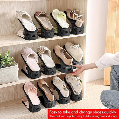Shoe Storage System - 4 Pieces - Shoe Storage - Shoe Rack - Shoe Cabinet - Shoe Organizer - Storage System - Adjustable - Shoe Rack Shoe Cabinet - Black