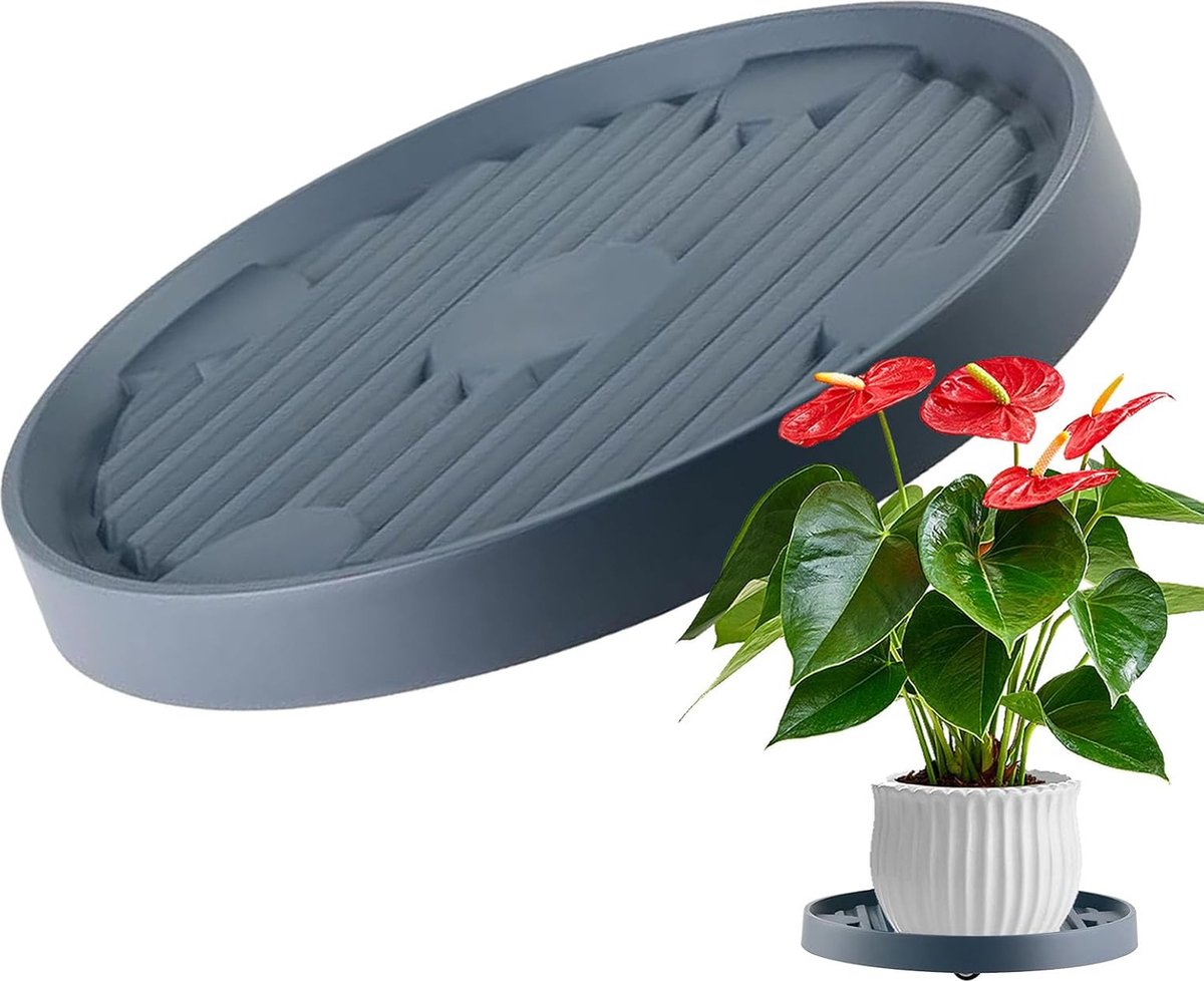 Round Flowerpot Mover - 19.3 Cm - Rolling Plant Pallet - Round Dark Grey Saucer With 4 Wheels - Plant Stand Planter Caddies - For Moving Potted Planters - For Garden, Patio, Courtyard, Terrace - Load Capacity 40 Kg - 1 Piece