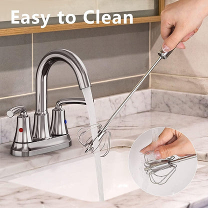 Egg Beater - Egg Whisk - Semi-Automatic Stainless Steel Whisk - Batter Beater - Whipped Cream Whisk - Mini Whisk - Immersion Blender - Mixer - Manual - for baking in the kitchen - Silver - Stainless Steel