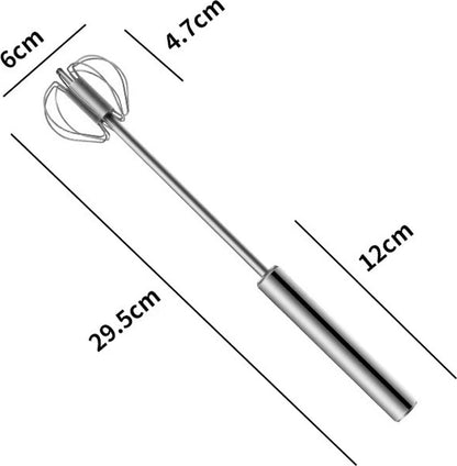 Egg Beater - Egg Whisk - Semi-Automatic Stainless Steel Whisk - Batter Beater - Whipped Cream Whisk - Mini Whisk - Immersion Blender - Mixer - Manual - for baking in the kitchen - Silver - Stainless Steel