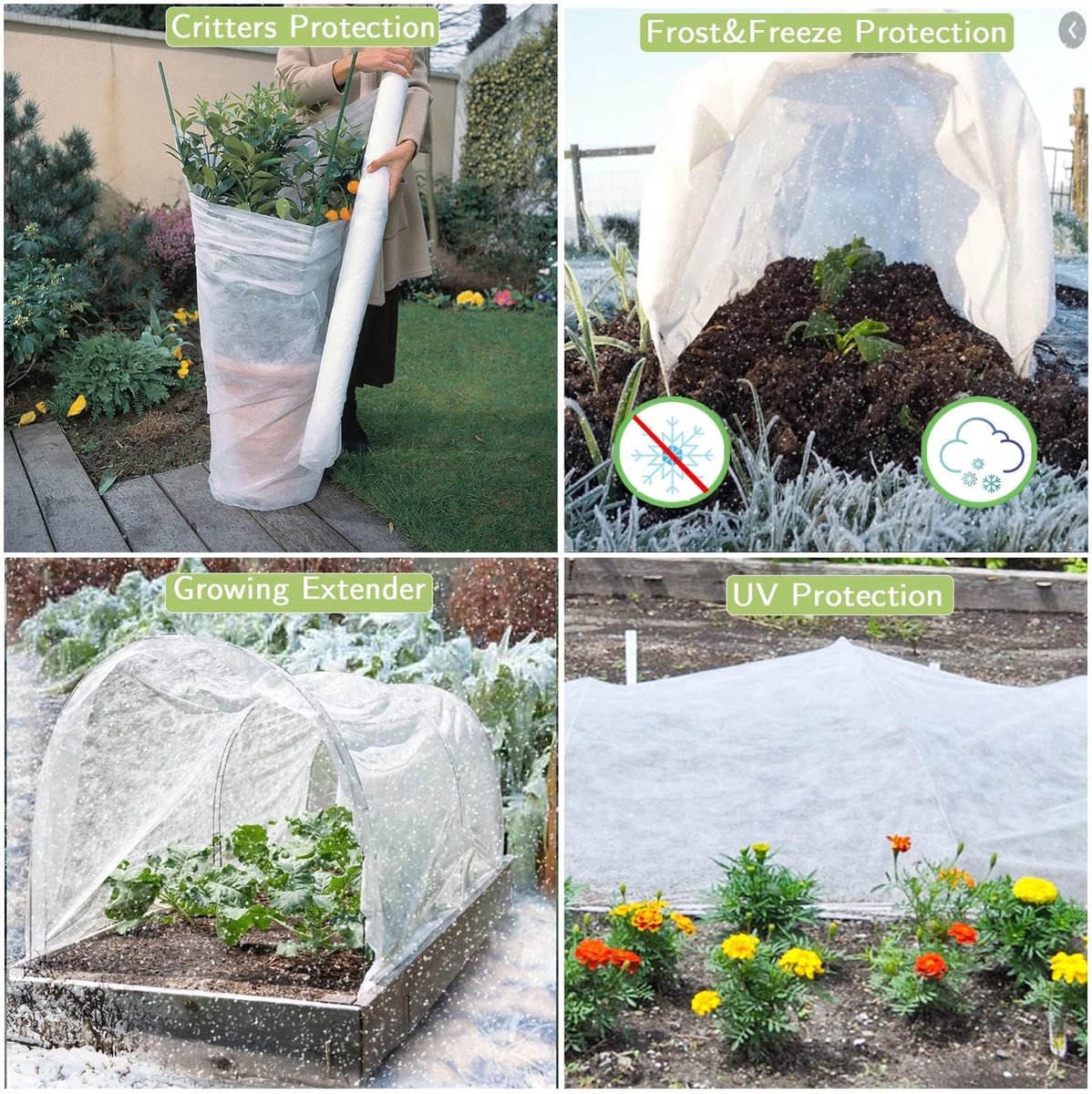 Frost Protection Plant Cover - Winter Cover Winter Protection - Plant Cover - Winter Cover - Durable - Frost Protection - Plant Cover - For the Garden, Raised Bed, Plants, Frost Blanket, Outdoor Flowers and Vegetables - 1.5 X 5 M - White - 1 Piece