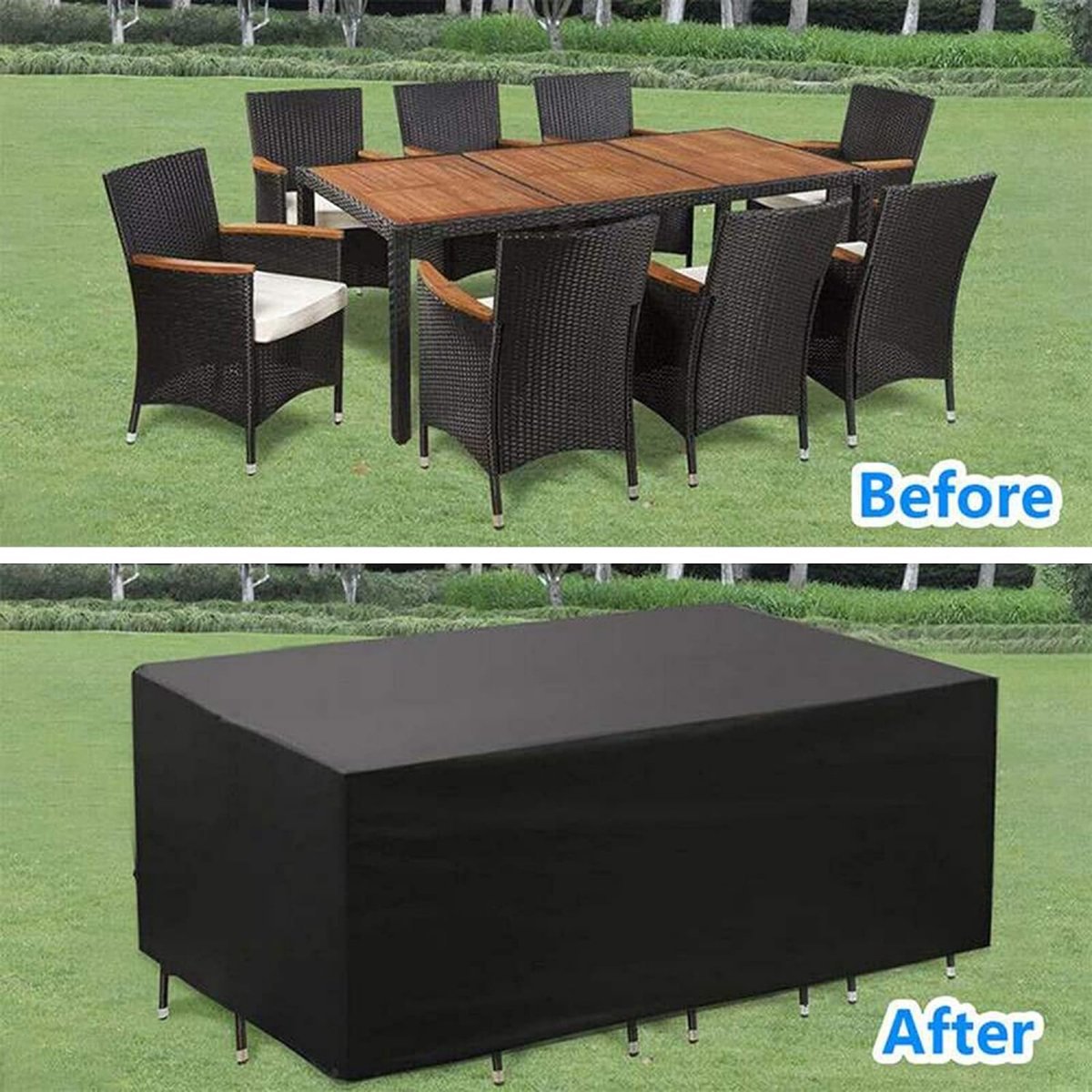 Garden Furniture Cover - 180*150*80cm - Table Cover Garden Furniture Cover - Waterproof & Dustproof - UV Resistant - Weatherproof - 210D Oxford - Tear Resistant - Garden Table Covers - Cover For Garden - Protective Cover For Garden Furniture - Sturdy & Du