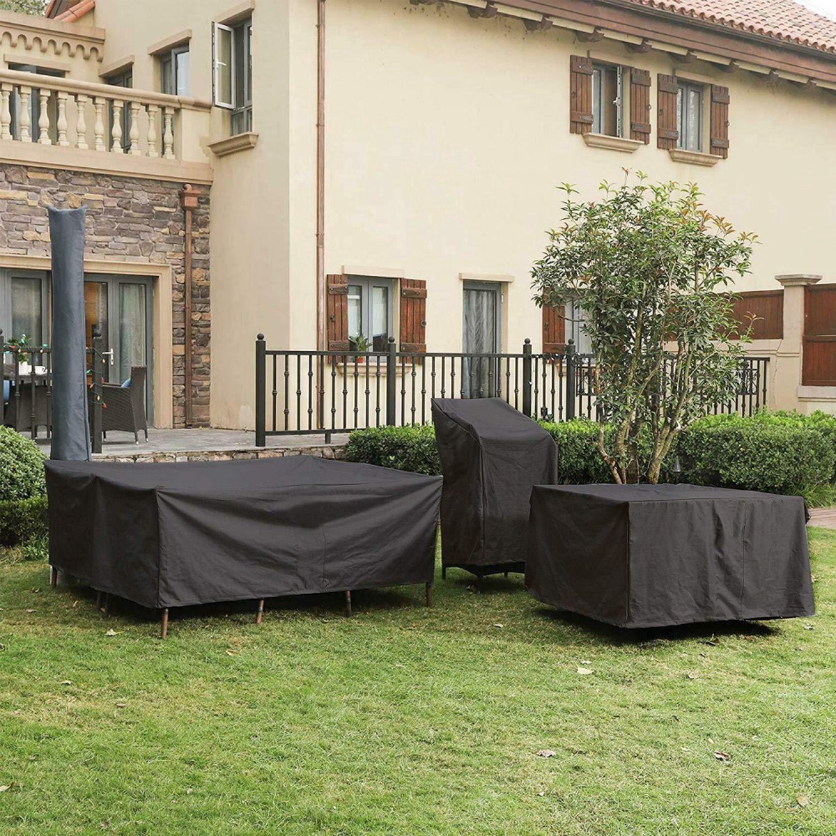 Garden Furniture Cover - 180*150*80cm - Table Cover Garden Furniture Cover - Waterproof & Dustproof - UV Resistant - Weatherproof - 210D Oxford - Tear Resistant - Garden Table Covers - Cover For Garden - Protective Cover For Garden Furniture - Sturdy & Du