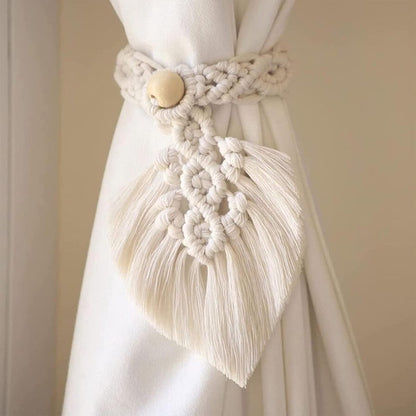 Curtain Holders - 4 Pieces - Curtain Tieback Hook - Curtain Cords - Curtain Drawstring - Holdback Tiebacks - Tiebacks - Buckles for Curtain Clamps - Home Decor - For Home/Bedroom/Office/Hotel/Window Decor - Beige