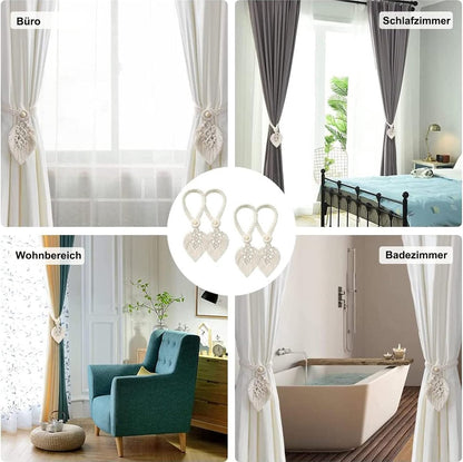 Curtain Holders - 4 Pieces - Curtain Tieback Hook - Curtain Cords - Curtain Drawstring - Holdback Tiebacks - Tiebacks - Buckles for Curtain Clamps - Home Decor - For Home/Bedroom/Office/Hotel/Window Decor - Beige