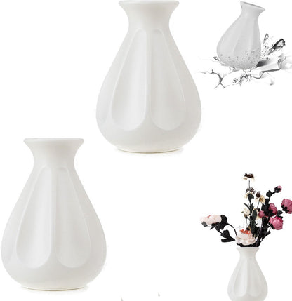 Vase - 2 Pieces - Plant Vase - Flower Vase - Dried Flower Vase - Home Accessories for Flowers and Bouquets - Decorative Accessories - Wedding - Birthday - Modern - Decoration - Indoor Vase - Faux Ceramic - Plastic - 13.5*20cm