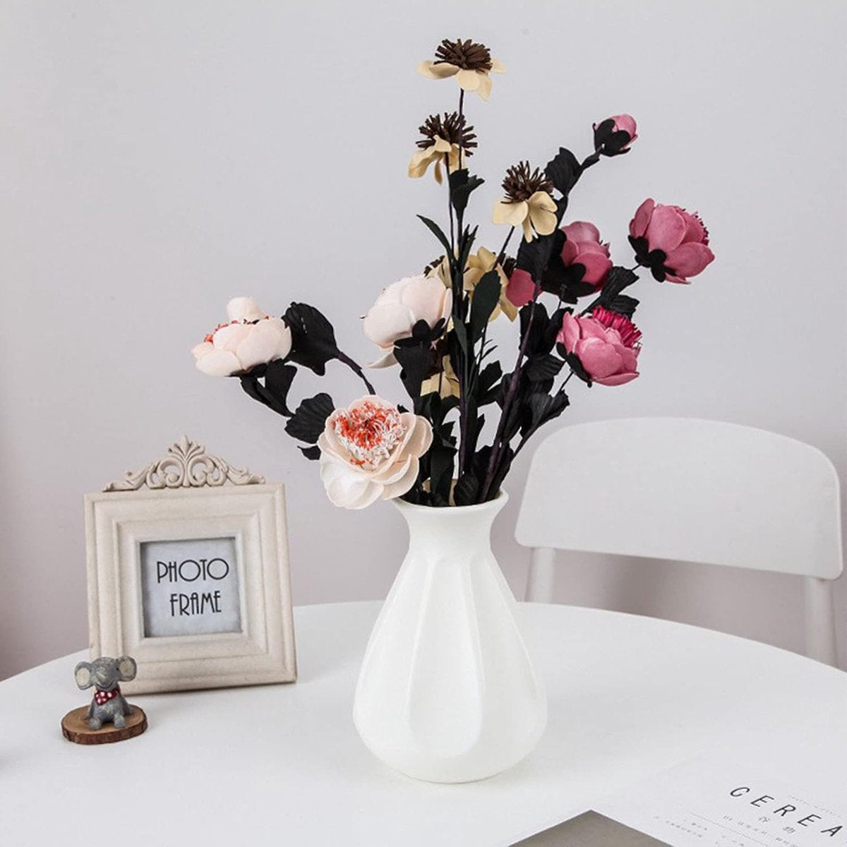 Vase - 2 Pieces - Plant Vase - Flower Vase - Dried Flower Vase - Home Accessories for Flowers and Bouquets - Decorative Accessories - Wedding - Birthday - Modern - Decoration - Indoor Vase - Faux Ceramic - Plastic - 13.5*20cm