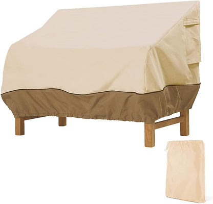 Garden Bench Cover - Protective Cover for 2-Seater Garden Bench - Bench Cover - Waterproof Garden Bench Cover - 210D Oxford - Windproof - Waterproof - Tear-Resistant - Beige - 147 x 83 x 79 cm
