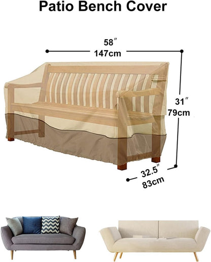 Garden Bench Cover - Protective Cover for 2-Seater Garden Bench - Bench Cover - Waterproof Garden Bench Cover - 210D Oxford - Windproof - Waterproof - Tear-Resistant - Beige - 147 x 83 x 79 cm