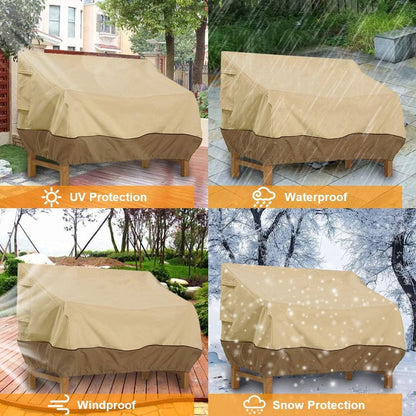 Garden Bench Cover - Protective Cover for 2-Seater Garden Bench - Bench Cover - Waterproof Garden Bench Cover - 210D Oxford - Windproof - Waterproof - Tear-Resistant - Beige - 147 x 83 x 79 cm