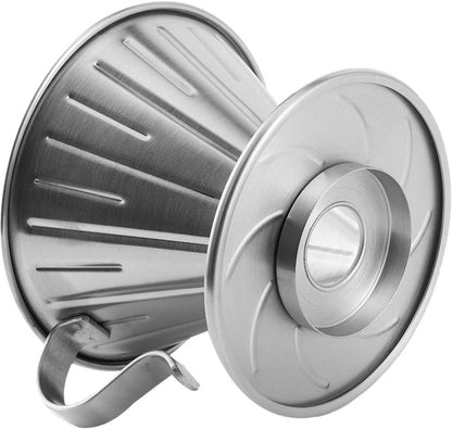 Pour Over Coffee Dripper - Stainless Steel Metal - Reusable - Cone Coffee Filter - Slow Brew Accessories for Home Cafe Restaurants