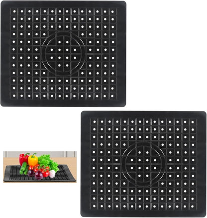 Two-piece sink mat - rubber sink mat - sink protector - sink mat - backsplash - sink protection - drain mat - under-sink kitchen mat - black - rectangular - 31.5 x 26 cm