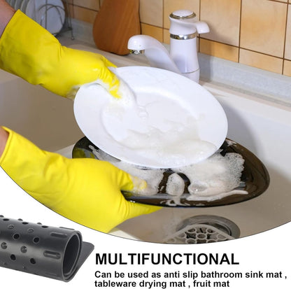 Two-piece sink mat - rubber sink mat - sink protector - sink mat - backsplash - sink protection - drain mat - under-sink kitchen mat - black - rectangular - 31.5 x 26 cm