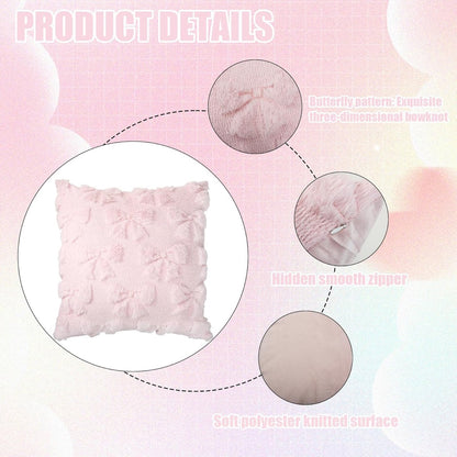 pieces - Pillowcase - Cushion covers - Cushion covers with bow - Decorative pillowcases - Room Decoration - Home Decoration - for the living room, bedroom and sofa - 45*45 cm - pink - (NO cushion core)