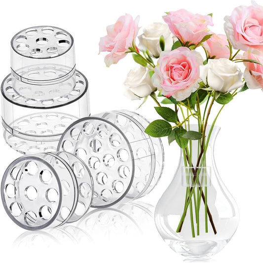 4 pieces - Bouquet Twister - Flower Holder - Rotating Flower Holder - Reusable Flower Holder - Stem Holder - Flower Arranging - DIY Flower Arrangement Stand - Flower Arranging Tools - Bouquet Supplies - 9 holes/19 holes - Transparent