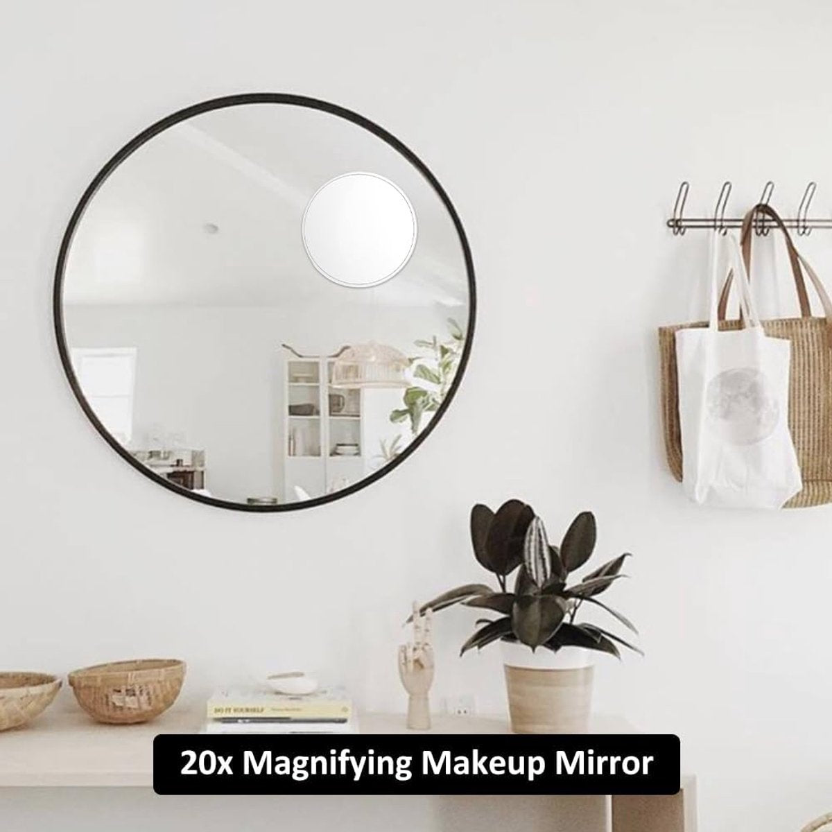 20x magnifying mirror - 15 cm - Mirror - Magnifying glass - Makeup mirror - Magnifying makeup mirror - Shaving mirror - with suction cup - 20x detail magnifier - Round magnifying mirror - Close-up mirror for precise makeup details - white