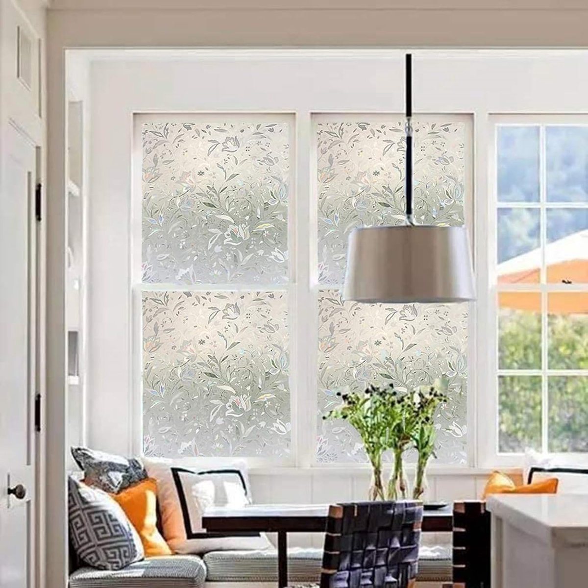 Window Film - Self-Adhesive Window Film - Stained Glass - Privacy Film - Frosted Glass - Rainbow Flowers - Sun Protection & Insulating - Privacy - 45 x 200 cm