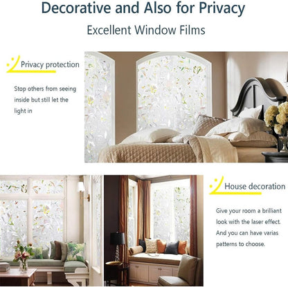 Window Film - Self-Adhesive Window Film - Stained Glass - Privacy Film - Frosted Glass - Rainbow Flowers - Sun Protection & Insulating - Privacy - 45 x 200 cm