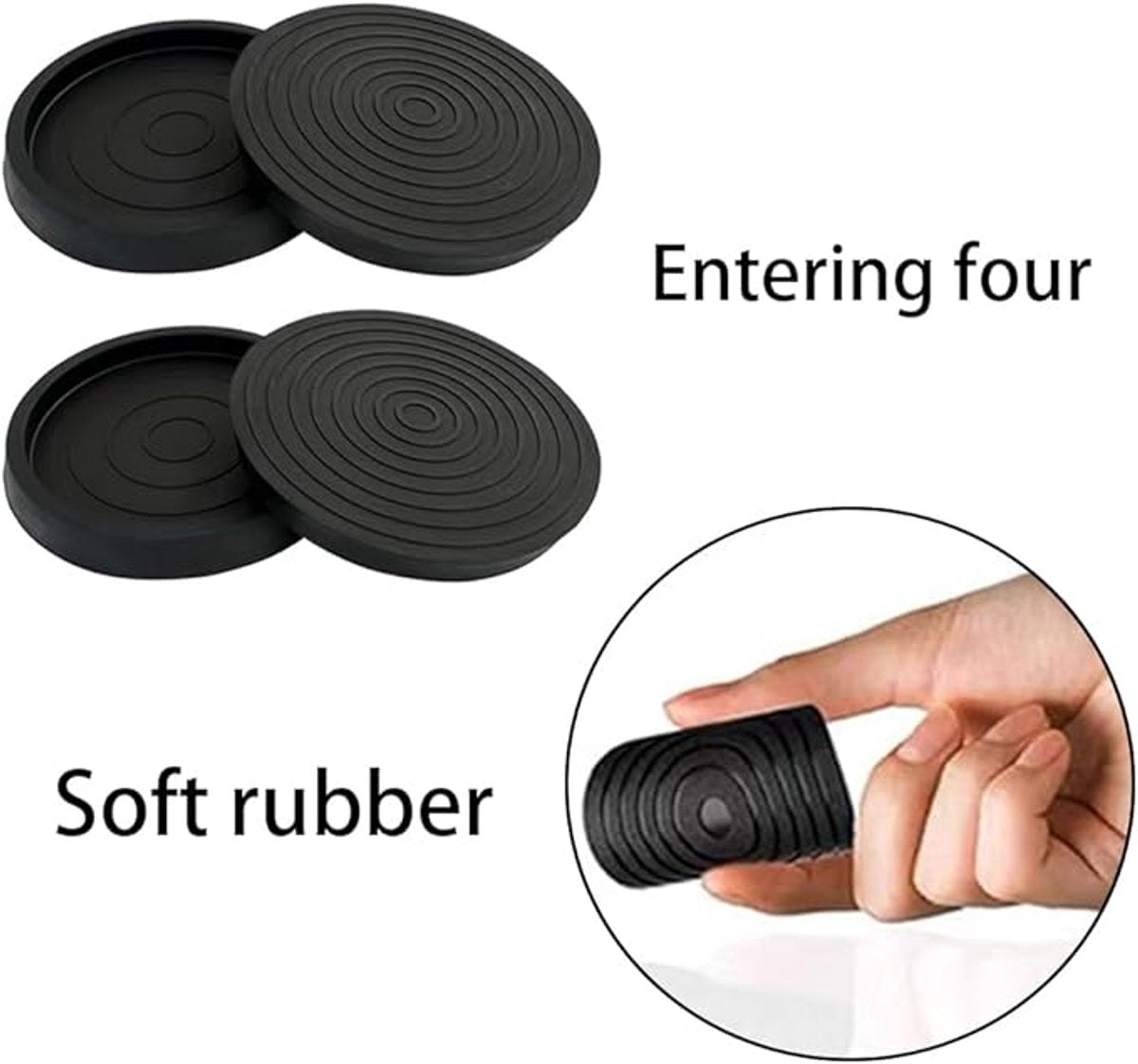 4 Pieces - Non-Slip Furniture Pads - Rubber - Black - Round - For Floor and Furniture Protection - For Bed Sofa Stoppers - 75*75*9mm