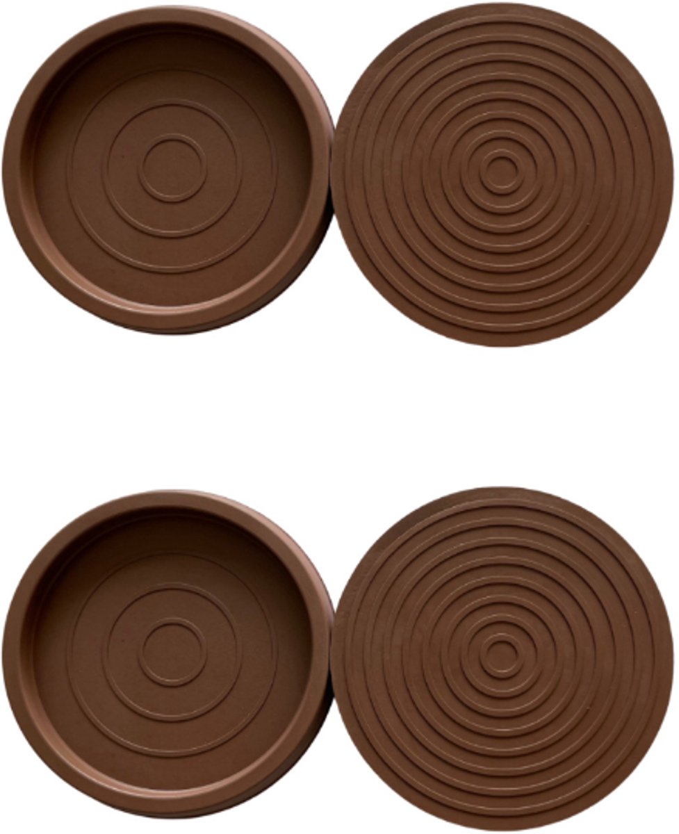 4 Pieces - Non-Slip Furniture Pads - Rubber - Brown - Round - For Floor and Furniture Protection - Suitable for Bed Sofa Stoppers - 75*75*9mm