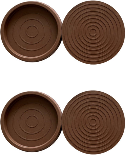 4 Pieces - Non-Slip Furniture Pads - Rubber - Brown - Round - For Floor and Furniture Protection - Suitable for Bed Sofa Stoppers - 75*75*9mm