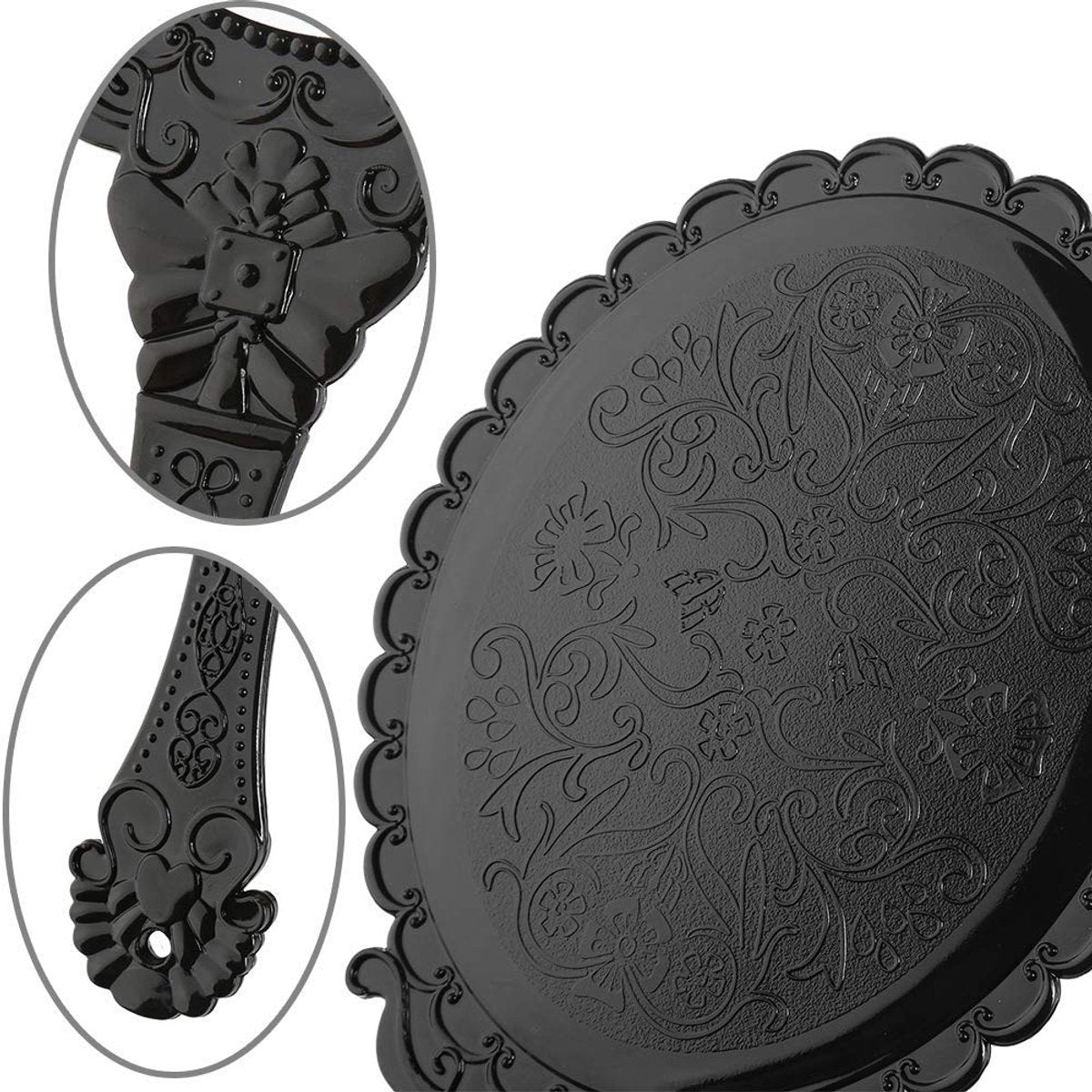 Hand Mirror with Handle - Make-up Mirror - Make-up Mirror - Oval Mirror - Travel Mirror - 12 x 10 cm Mirror Surface - Shaving Mirror - Hairdressing Mirror - Black - Plastic Handle