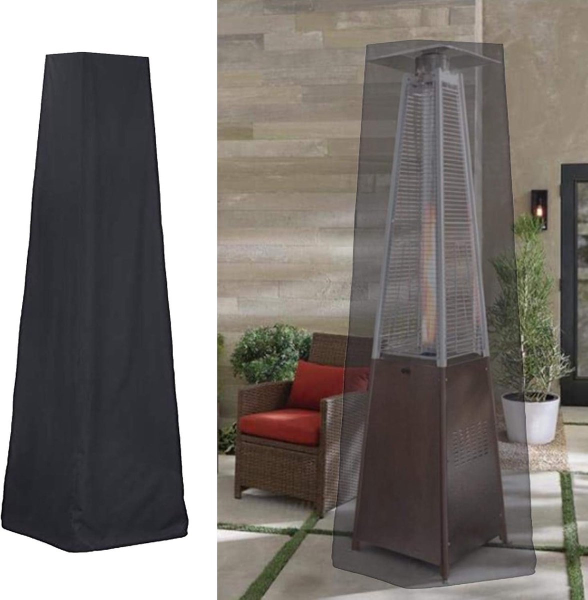 Patio Heater Cover - Heavy-Duty Waterproof Porch Cover - Patio Heater Cover - Pyramid Style Heated Umbrella Cover - Dust Cover for Outdoor Use - Heater Cover - for Pyramid Torch Patio Heaters - 221x53x61cm - Black